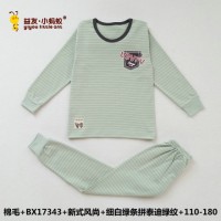 棉毛+bx17343+新式风尚+细白绿条拼泰迪绿纹+110-180